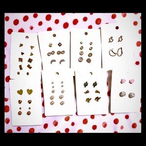 Pack of 28 different pairs of earrings.